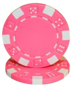 Roll of 50 pink dice poker chips, 11.5 g each