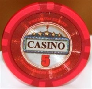 Casino poker chip, 5 dollars, 14 g