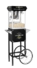 Black 8oz Snack Station popcorn machine with cart - front view