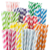Image sur Paquet de 100 Pailles en papier biodégradables de couleurs assorties