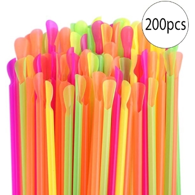 Image sur Paille Cuillère en Plastique pour Cônes de Neige – Paquet de  200pcs