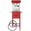 Red 4oz popcorn machine with cart - side view
