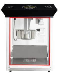 Rear window highlighted on 8oz Oscar popcorn machine